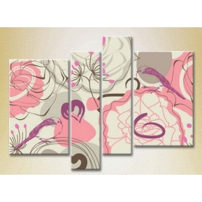 Pictură Rainbow Polyptych Gray pink chaos 01 (2230602)