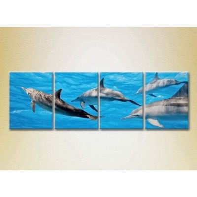 Pictură Rainbow Polyptych Flock of Dolphins 01 (2222245)