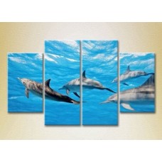 Pictură Rainbow Polyptych Flock of Dolphins 02 (2222238)