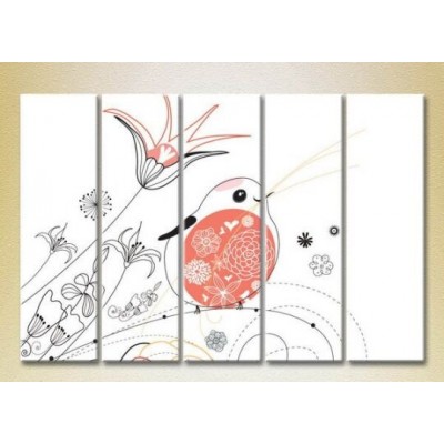 Картина Rainbow Polyptych Fat Bird and Flowers 01 (2231843)