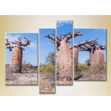 Pictură Rainbow Polyptych Three baobabs (2223689)