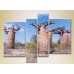 Pictură Rainbow Polyptych Three baobabs (2223689)