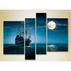 Pictură Gallerix Polyptych Frigate in the Moonlight (2223437)