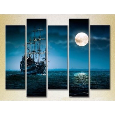 Pictură Gallerix Polyptych Frigate in the Moonlight 03 (2224800)