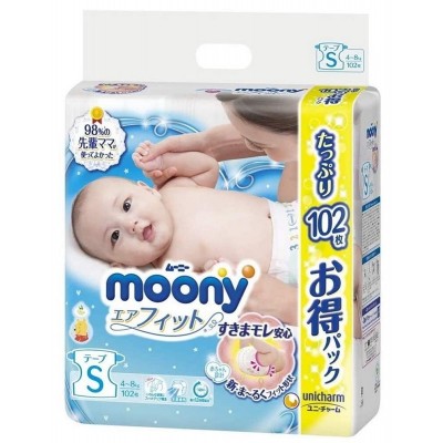 Подгузники Moony Diapers S 102pcs