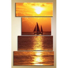 Pictură Gallerix Polyptych sailing ship at sunset (1529792)