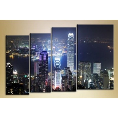 Pictură Gallerix Polyptych 4 Night Hong Kong (1430794)