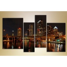 Pictură Gallerix Polyptych 4 Tampa Bay at Night (1430806)