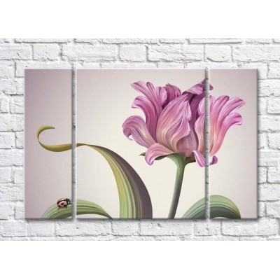 Pictură Gallerix Lush magenta flower on gray background (500554)