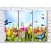 Pictură Gallerix Multicolored field of tulips and butterflies (500556)