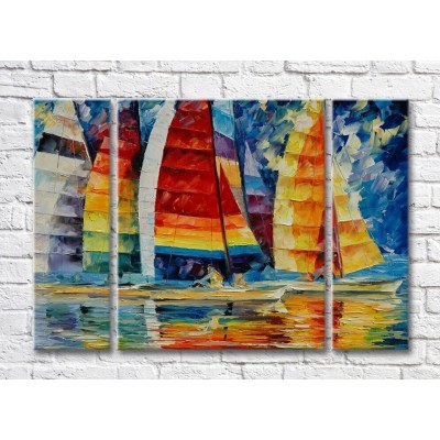 Pictură Gallerix Multicolored sailboats on the water (35110205)