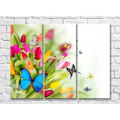 Картина Gallerix Multicolor bouquet of tulips and butterflies (500566)