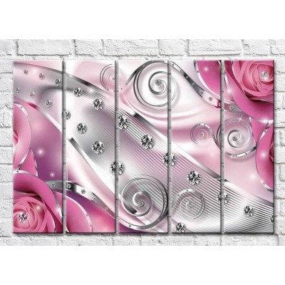 Картина Gallerix Pink abstraction with roses and diamonds (3551900)