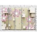 Pictură Gallerix Pink jewelry made of flowers on a beige background with cubes (3551883)