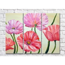 Pictură Gallerix Pink and red poppies on a beige background (500580)