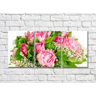 Картина Gallerix Pink flowers and green leaves in a bouquet (500599)