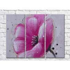 Картина Gallerix Pink poppy and paint drops on a gray background (500605)