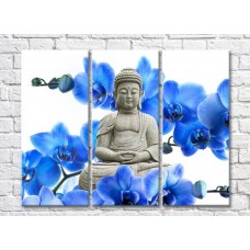 Pictură Gallerix Buddha statue among blue orchid branches (500673)