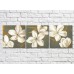 Pictură Gallerix Triptych of beige large flowers on a gray green background (500683)