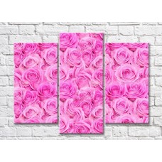 Pictură Gallerix Triptych of lush pink roses (500704)