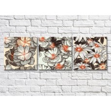 Картина Gallerix Triptych of black and white flowers with a red heart (500723)