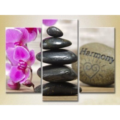 Pictură Gallerix Triptych Massage stones and orchid (2699474)