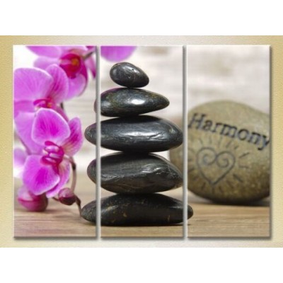 Pictură Gallerix Triptych Massage stones and orchid 01 (2699494)