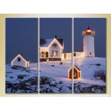 Pictură Gallerix Triptych Christmas Lighthouse 02 (2181121)