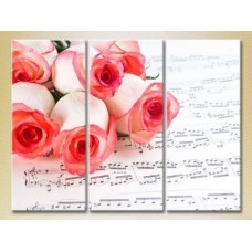 Pictură Gallerix Triptych Roses on sheet music (2699459)