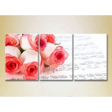 Pictură Gallerix Triptych Roses on sheet music 01 (2699458)