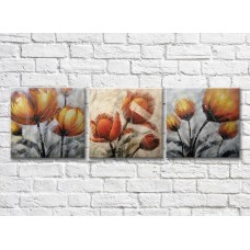 Pictură Gallerix Triptych with orange tulips oil paintings (500727)