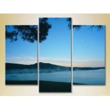 Pictură Gallerix Triptych Fog over the night lake 01 (2181146)