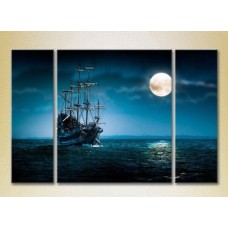 Картина Gallerix Triptych Frigate in the Moonlight (2180950)