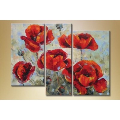 Pictură Gallerix Triptych poppies red (1563284)