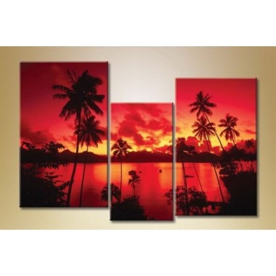 Pictură Gallerix Triptych of palm trees at sunset 2 (1529814)