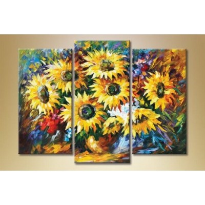 Pictură Gallerix Triptych sunflowers painting (1563268)