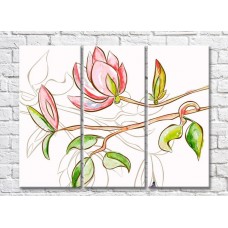 Pictură Gallerix Triptych Painted pink magnolia branch (500735)