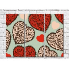 Pictură Gallerix Patterned hearts on a gray blue background (500745)