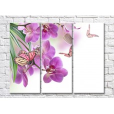 Pictură Gallerix Purple orchids and butterflies on white background (500755)