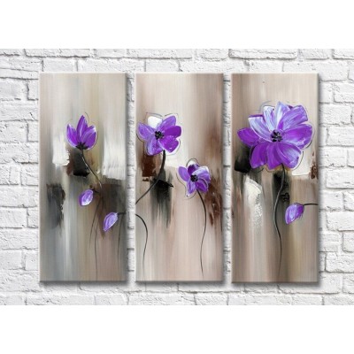 Pictură Gallerix Purple flowers on an abstract gray background (3572526)