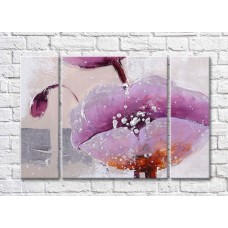 Pictură Gallerix Purple flowers on a beige background oil painting (500761)