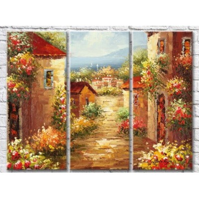 Pictură Gallerix Flower Alley along the coastal houses (3485205)