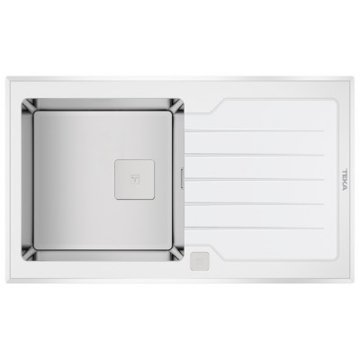 Кухонная мойка Teka Diamond RS15 1B 1D 86 White Inox + Glass White