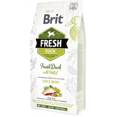 Hrană uscată pentru câini Brit Fresh Adult Run & Work Duck & Millet 12kg