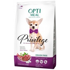 Hrană uscată pentru câini Optimeal Privilege Adult Miniature & Small Grain Free Lamb 4kg