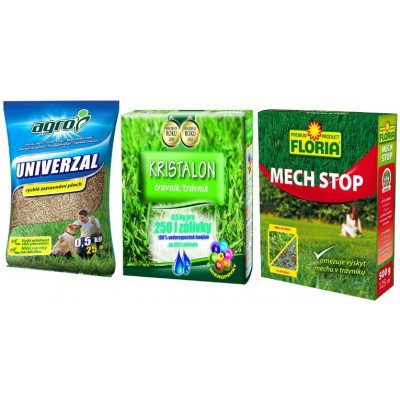 Semințe de gazon Agro CS Gazon Universal 2kg+Kristalon 0.5kg+Mech Stop 0.5kg