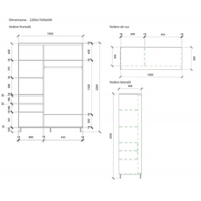 Dulap cu uşi glisante Mobildor-Lux Aron 1500 (2226 Wenghe) Desen