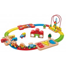 Set jucării transport Hape Rainbow Puzzle Railway (E3826A)