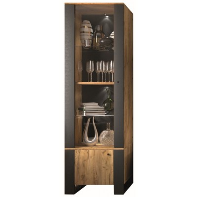 Vitrină Sokme Old Vud 2D Gold Craft Oak/Black.