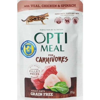 Влажный корм для кошек Optimeal Veal & Chicken 85g 12pcs